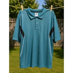 RUSSELL Athletic Dri-Power Polo Shirt Men's XLT Blue Moisture Wicking Activewear